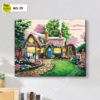 Tranh t&ocirc; m&agrave;u 50x65 nh&agrave; cổ t&iacute;ch