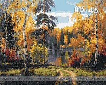 Tranh t&ocirc; m&agrave;u 50x65 rừng m&ugrave;a thu