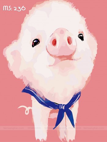 Tranh t&ocirc; m&agrave;u Lợn hồng 236