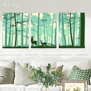 Tranh t&ocirc; m&agrave;u bộ 3 Rừng xanh