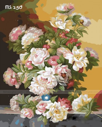 Tranh t&ocirc; m&agrave;u đ&oacute;a hoa dịu d&agrave;ng 258