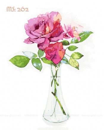 Tranh t&ocirc; m&agrave;u c&agrave;nh hồng t&igrave;nh y&ecirc;u 262