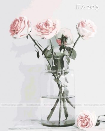 Tranh t&ocirc; m&agrave;u hoa hồng 263