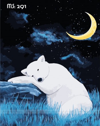 Tranh t&ocirc; m&agrave;u gấu ngủ say T291