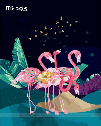 Tranh t&ocirc; m&agrave;u hạc đ&ecirc;m 295