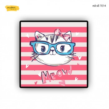 Tranh t&ocirc; m&agrave;u m&egrave;o k&iacute;nh xanh te14