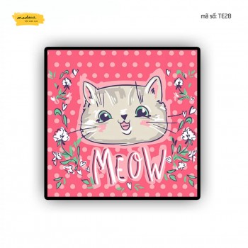 Tranh t&ocirc; m&agrave;u m&egrave;o hồng te28