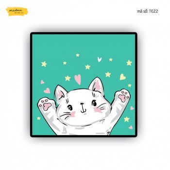 Tranh t&ocirc; m&agrave;u m&egrave;o tr&aacute;i tim te22