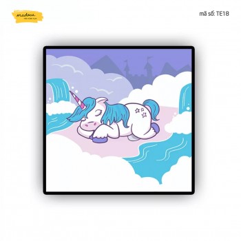 Tranh t&ocirc; m&agrave;u unicorn say giấc te18