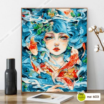 Tranh t&ocirc; m&agrave;u Nữ thần biển khơi T603