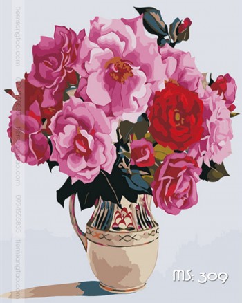Tranh t&ocirc; m&agrave;u sắc hoa 309