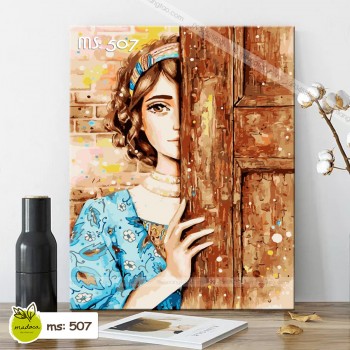 Tranh t&ocirc; m&agrave;u thiếu nữ T&oacute;c M&acirc;y T507