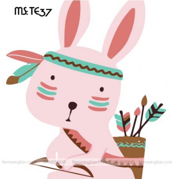 tranh t&ocirc; m&agrave;u theo số thỏ bắn cung TE37