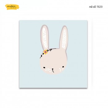 Tranh t&ocirc; m&agrave;u thỏ boho te23