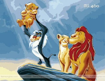 Tranh t&ocirc; m&agrave;u vua sư tử ch&agrave;o đời T460